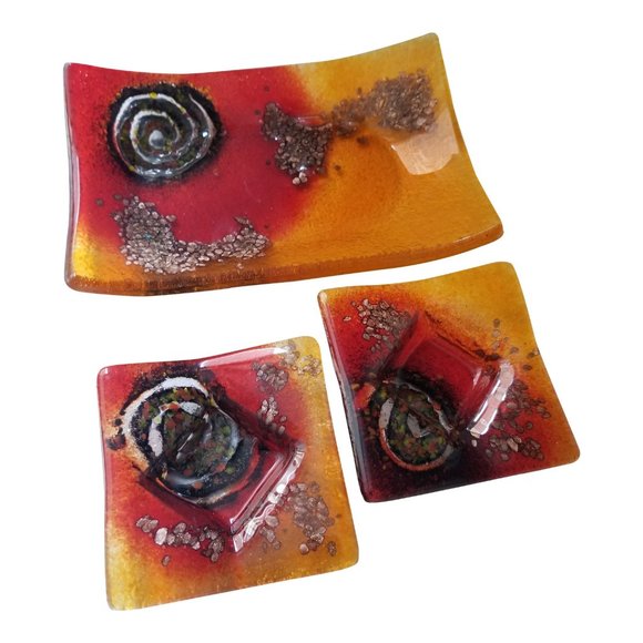 Greek Glass Trinket/Votive Dishes - Set of 3